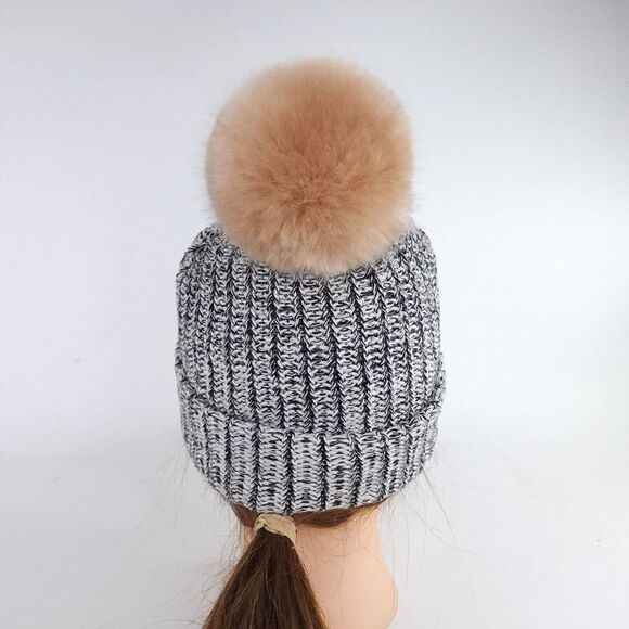 Love Your Melon Pompom Cuffed Beanie USA Made Black white Knit winter hat Beanie main image 7